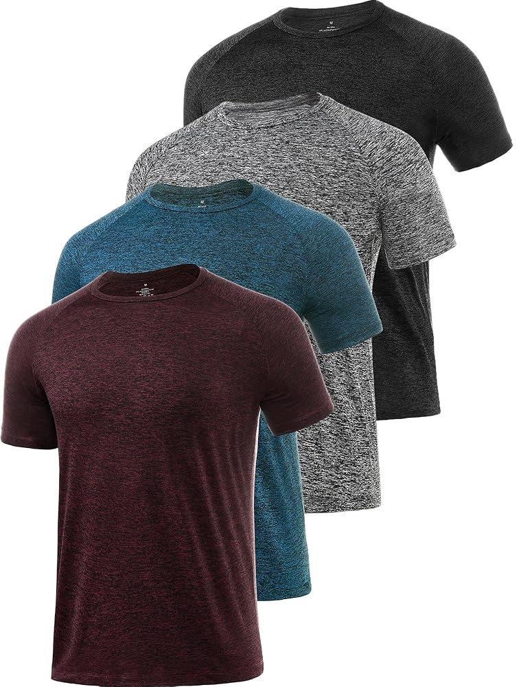 Ullnoy 4 Pack Men's Dry Fit T Shirt Moisture Wicking